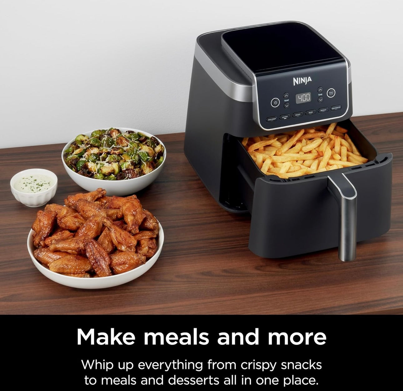 Ninja Air Fryer Pro XL 6-in-1 with 6.5 QT Capacity, Max Crisp, Air Fry, Air Roast, Bake, Reheat, Dehydrate, Max Crisp Technology with 450F, Nonstick Basket & Crisper Plate, Grey, AF181