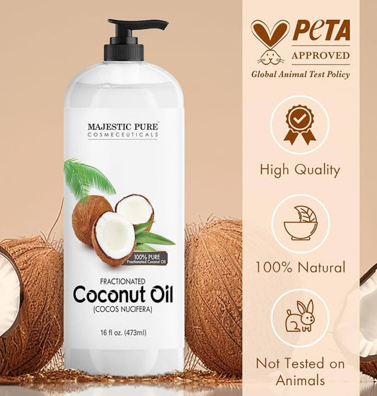 Suiwer Gefraksioneerde Kokosneutolie – Liggewig Vloeibare Draerolie vir Essensiële Olies, Massering, Vel, Hare & DIY Persoonlike Versorgingstoepassings – (16 Fl Oz)