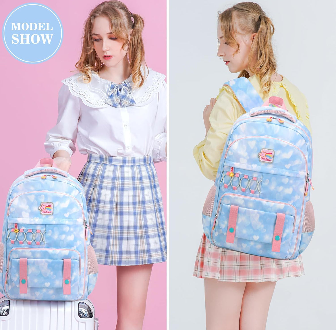Girls Backpack 15.6 Inch Laptop School Bag Cute Kids Kindergarten Elementary Backpacks Middle Schoolbag Large Bookbags for Women Teens Students Anti Theft Travel Daypack (Blue)
