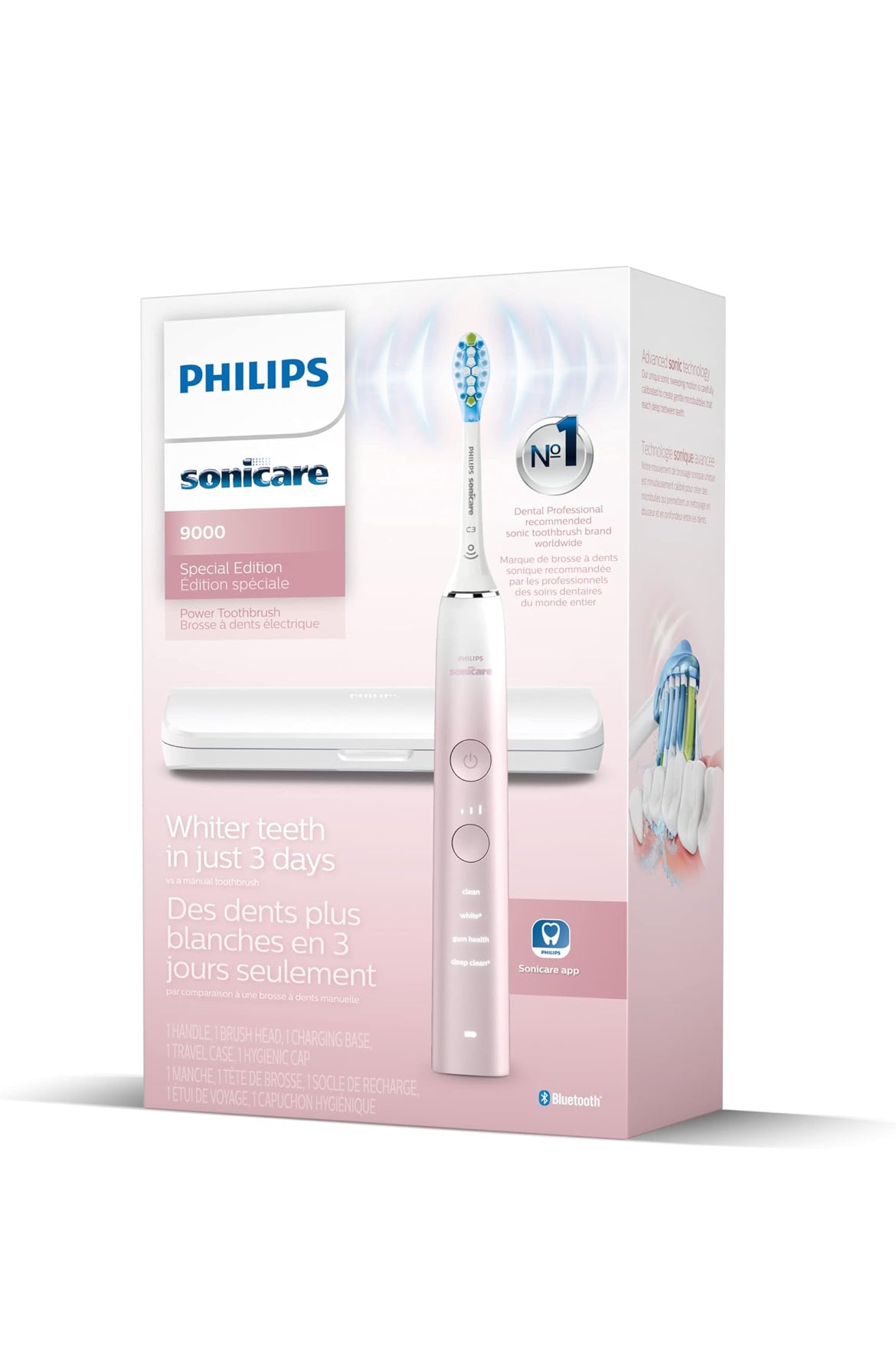 PHILIPS Sonicare 9000 Special Edition Rechargeable Toothbrush - Pink/White (HX9911/90)