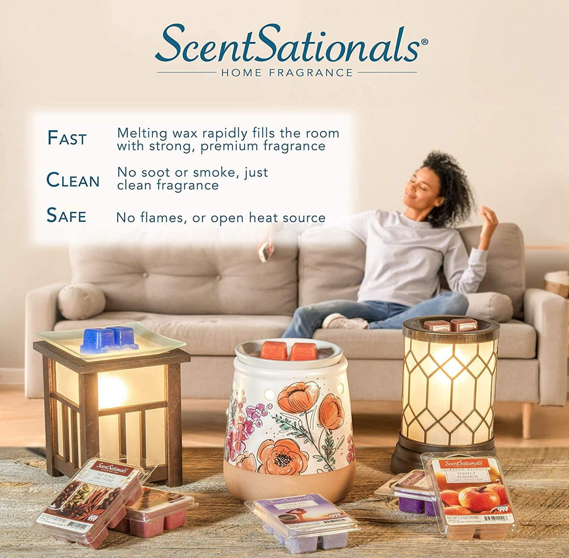 Scentsationals Wax Melt Warmer, for Scented Wax Melts - Kristy - Candle Wax Melter for Fragrance Cubes and Tarts
