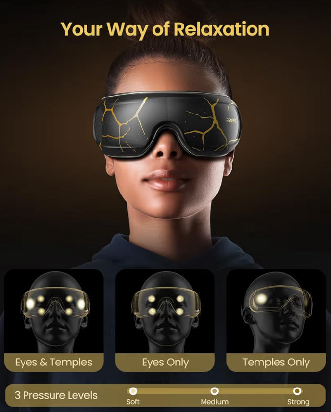 Eye Massager with Heat and Cooling,Eyeris Kintsugi Voice Control Eye Sleep Mask - Eye Care Device for Relaxation