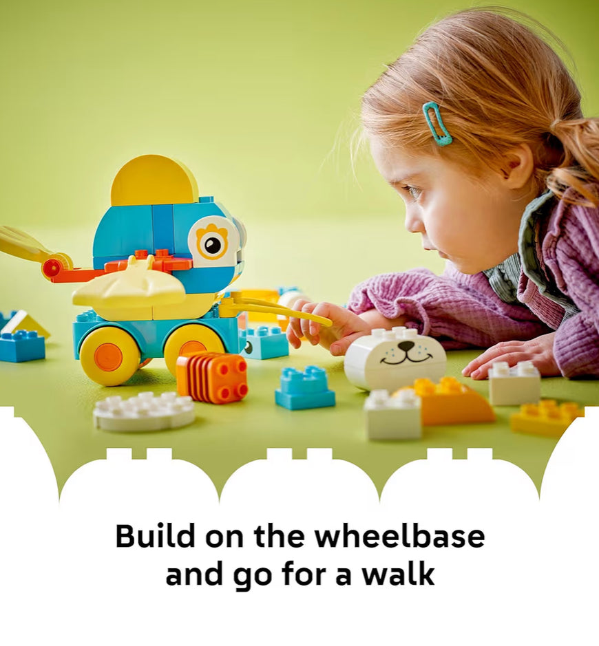 LEGO DUPLO Town 3-in-1 Diere op Wiele Boustel - Leerspeelstel vir Sensoriese Vaardighede