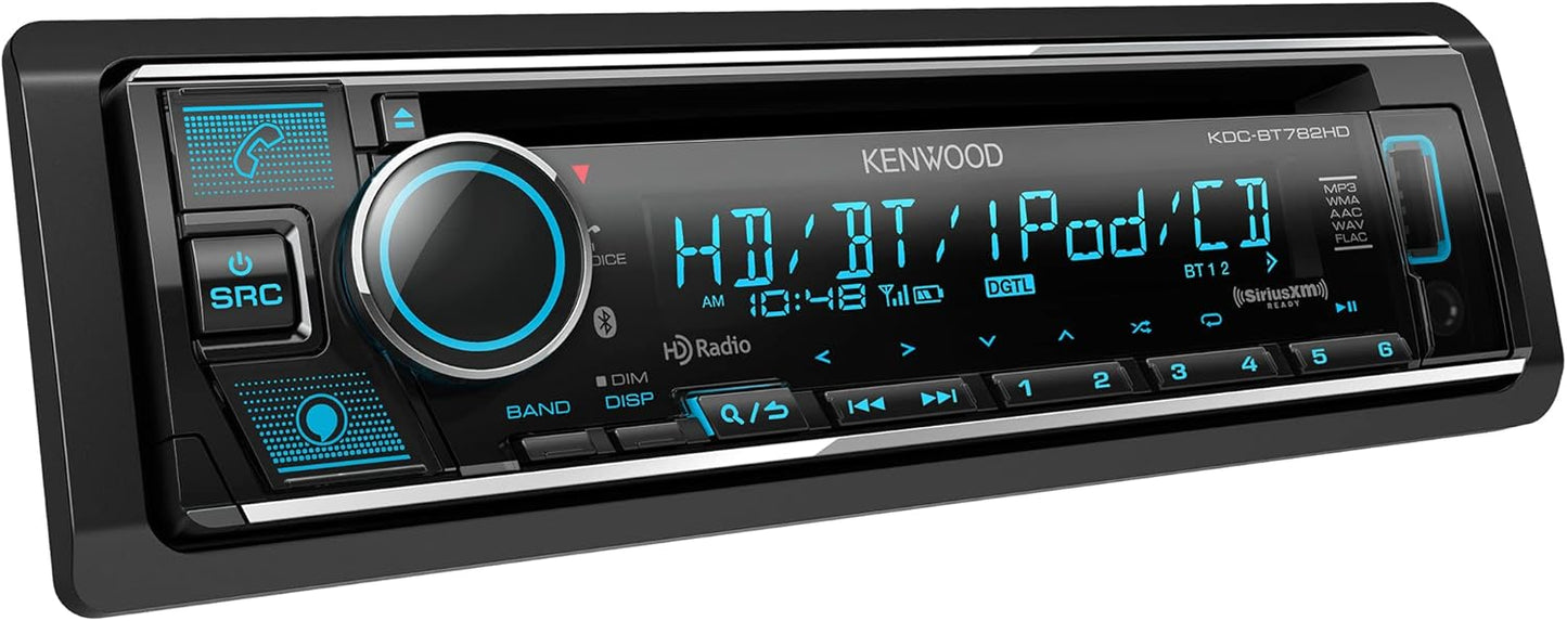 KENWOOD KDC-BT782HD Enkel DIN Bluetooth CD-motorstereo-ontvanger met Amazon Alexa-stembeheer | LCD-teksvertoning | USB- en Aux-invoer