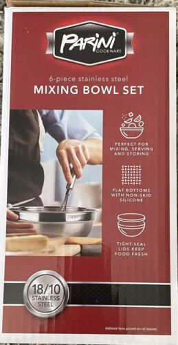 6-piece stainless steel Mixing Bowl Set Non-Slip Silicone Bottom & Tight Lids