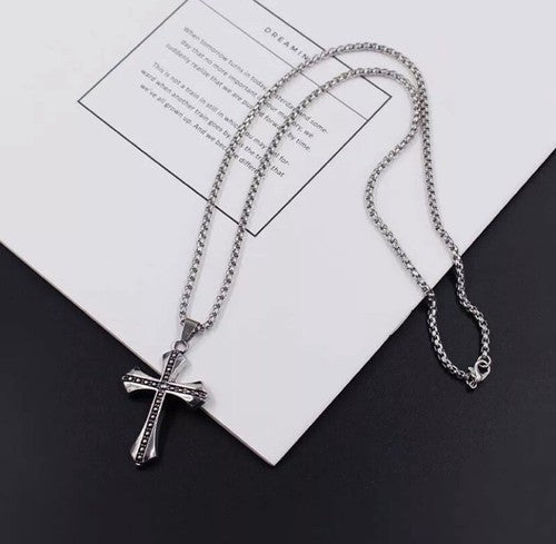 NEW FASHION JEWELRY CROSS NECKLACE UNISEX/MEN/WOMEN STAINLESS STEEL 50 CM