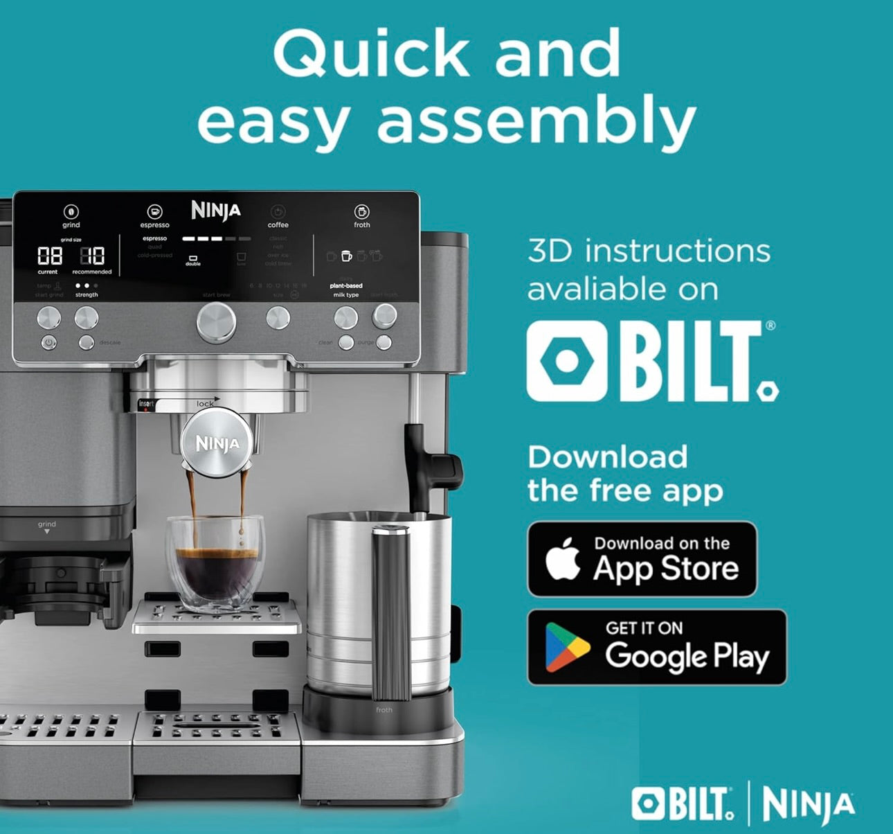 Ninja Luxe Cafe Premier Series, Espresso Machine, Drip Coffee, Rapid Cold Brew, Integrated Grinder, Hands-Free Frother
