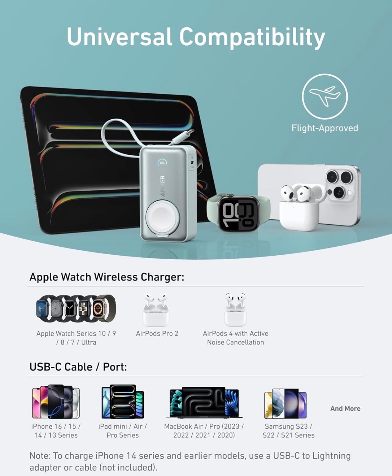 Anker MagGo Power Bank for Apple Watch, Officially Certified, 10,000 mAh Compact Battery - Green
