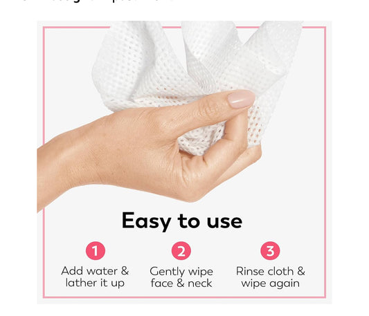 Olay Daily Facials Grimeerverwyderende Gesigsreinigingsdoekies, 5-in-1 Watergeaktiveerde Lappies, Eksfolieer, Toon en Hidreer Vel (66 tellings)