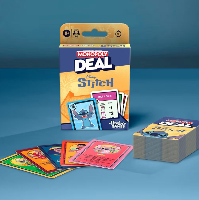 Monopoly Deal: Disney Stitch Edition Card Game | Based on Disney’s Lilo & Stitch Ages 8+| 2-5 Players
