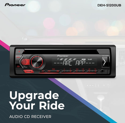 Pioneer DEH-S1200UB Enkel DIN CD-ontvanger met USB/AUX-insette, slegs Android-versoenbaarheid, In-Dash-toestellaai, 2-kanaal voorversterker-uitset