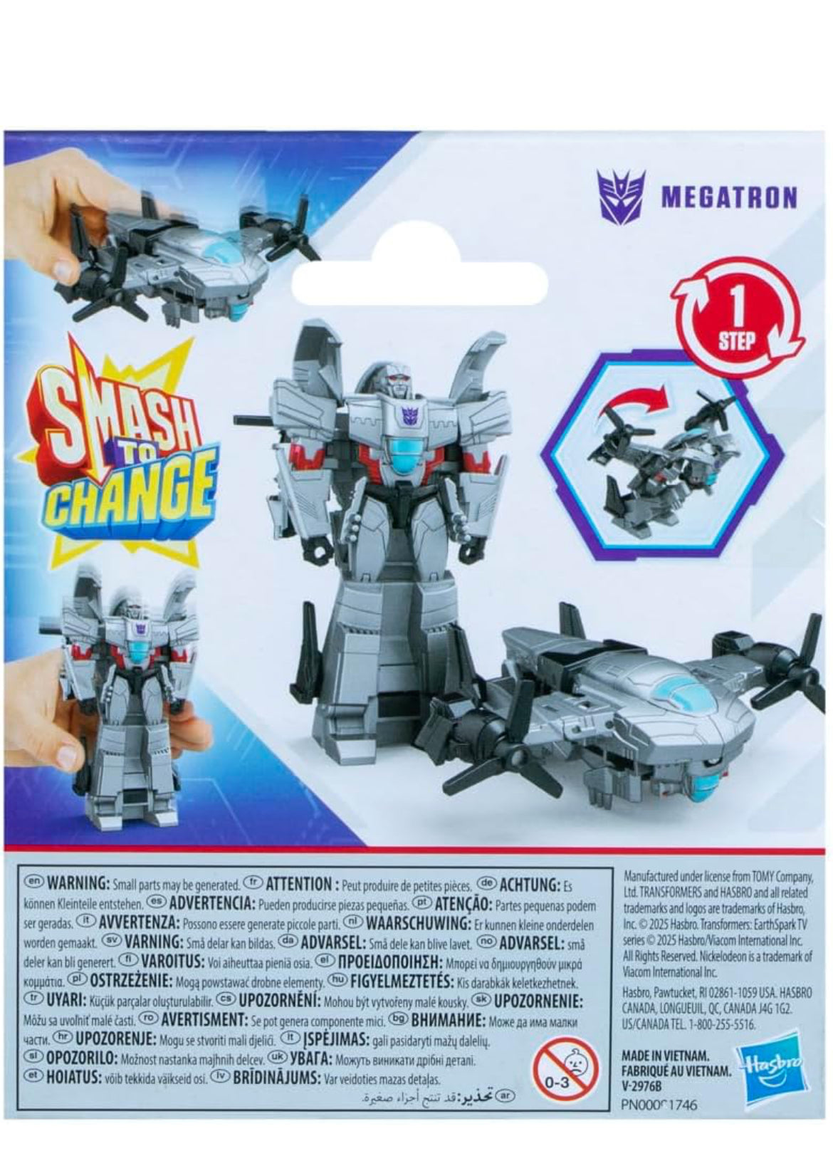 Transformers EarthSpark 1-Step Smash Changers Megatron 4-Inch Action Figure, Robot Toys for Boys and Girls 6 and Up