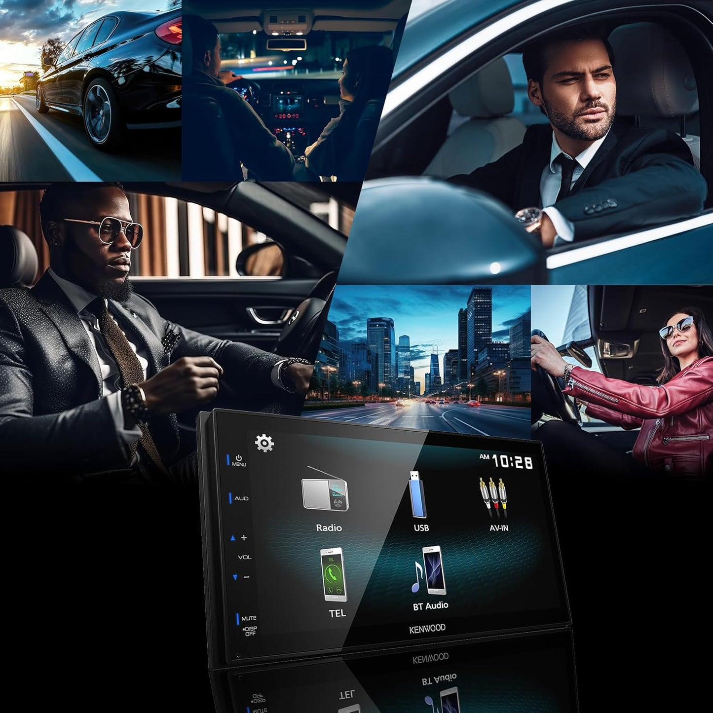 Autoradio KENWOOD DMX115BT double DIN (45W x 4 canaux), écran tactile 6,8", unité centrale avec double connectivité Bluetooth, USB, A/V et radio AM/FM, lecteur multimédia élégant avec fonction de recopie d'écran USB
