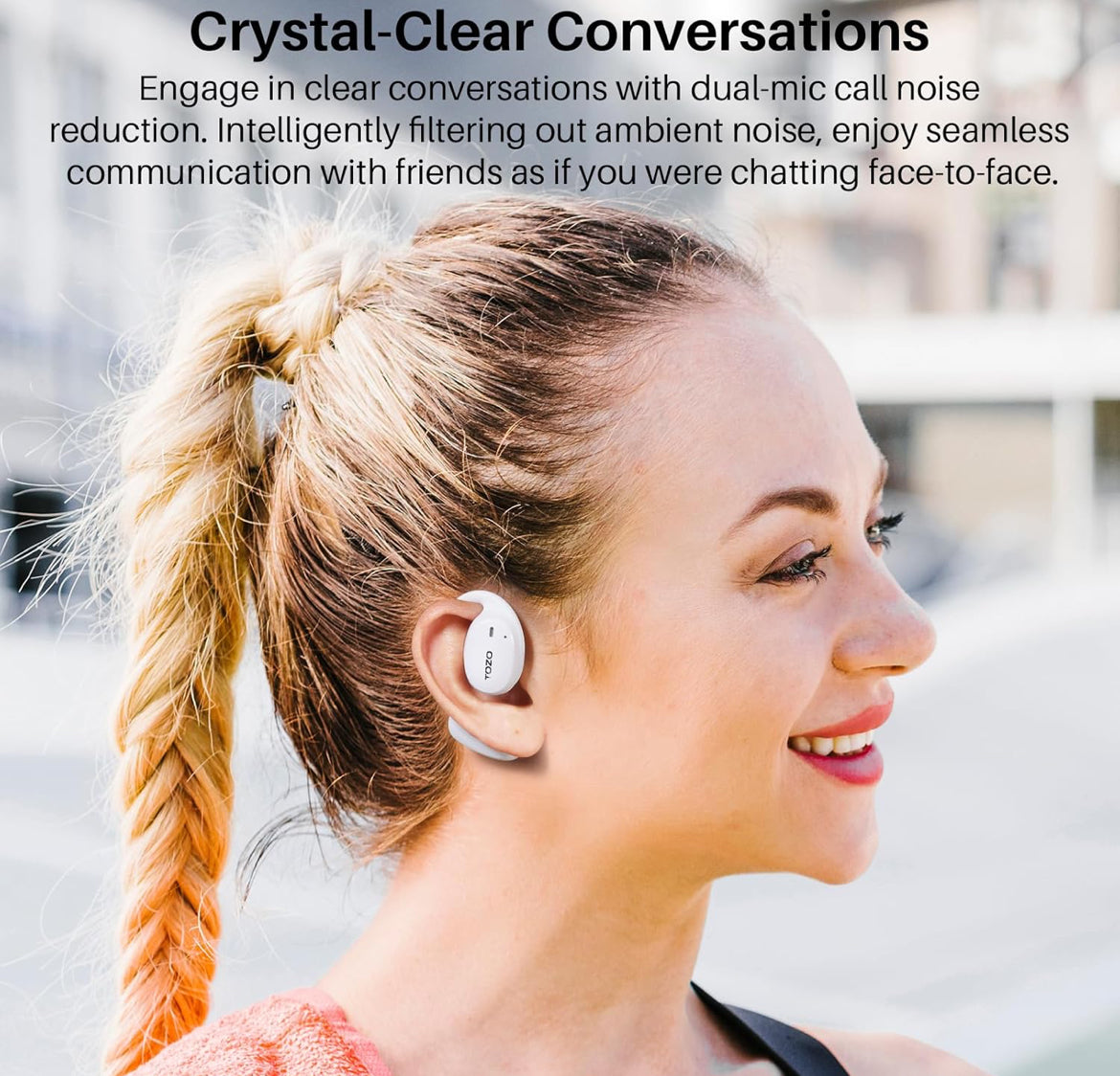 Open Ear Earbuds Bluetooth, AI Translation w/ Real-Time 100+ Languages Translation - White