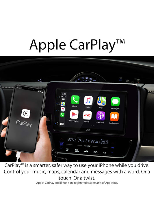 JVC KW-M560BT Apple CarPlay Android Auto Multimedia Speler met 6.8" Kapasitiewe Raakskerm, Bluetooth Oudio en Handvrye Oproepe, MP3 Speler, Dubbel DIN, 13-Band EQ, SiriusXM, AM/FM Motorradio