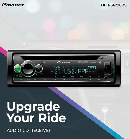 Pioneer 1-Din CD Car Stereo w/ Bluetooth, USB/AUX. HD Radio CD Receiver, SiriusXM, Color Change, FLAC, AM/FM, Detachable Face, 13-Band EQ, 50W x 4, Voice Control, Hi-Volt RCA Preouts