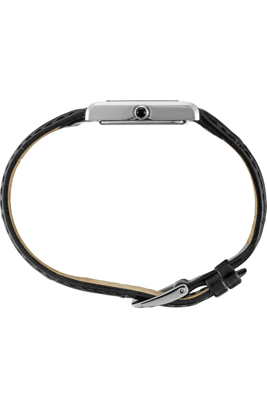 SEIKO Essentials-horlosie waterbestand met reghoekige vlekvryestaalkas en leerband - WIT