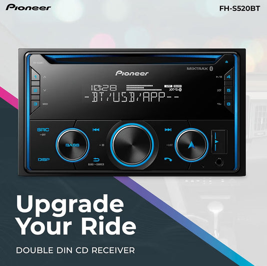 Pioneer Double Din CD Car Stereo, Bluetooth, USB/AUX, AM/FM Radio CD Receiver, FLAC, 13-Band EQ, 50W x 4, Voice Control, Front, Rear/SW Selectable RCA Preouts