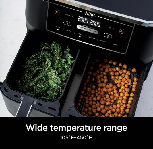 Ninja Air Fryer Voltooi Gaarmaak van Verskeie Kosse Terselfdertyd 6-in-1 (Lugbraai, Braai, Rooster, Hou Warm, Ontwater, Bak) - 5 QT Mandjies (DZ302)