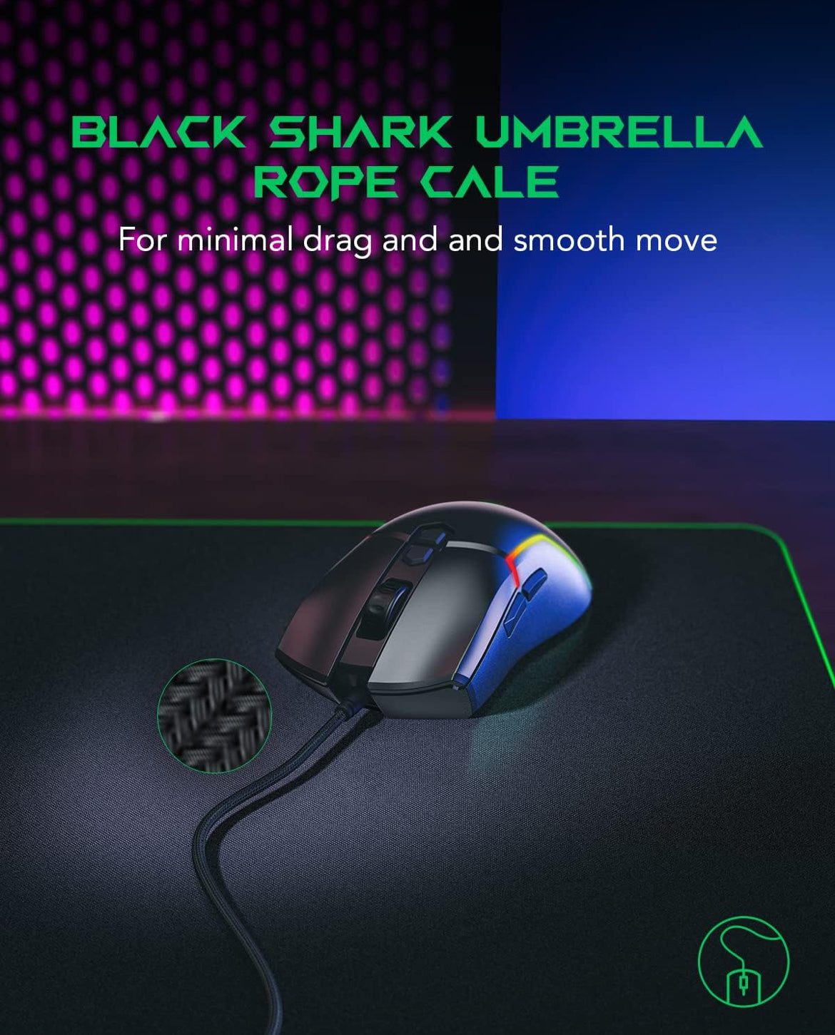 Black Shark Gaming Mouse Wired, USB Computer Ergonomic Mouse with 7 Adjustable DPI