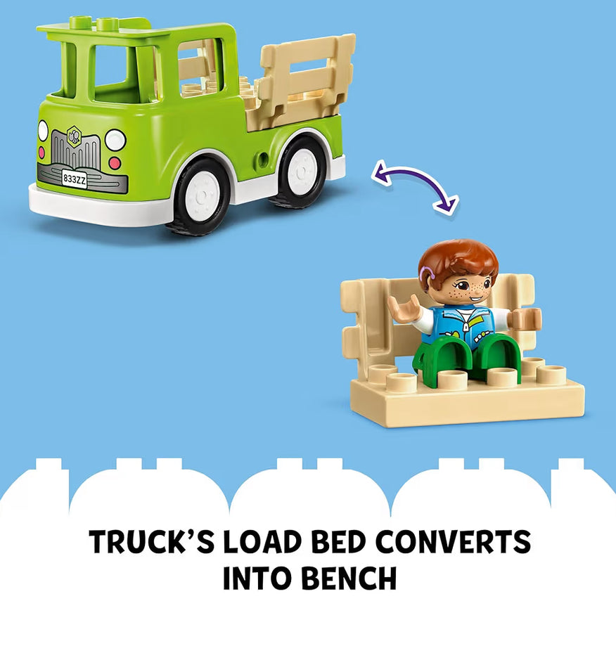 LEGO DUPLO Town Versorging van Bye en Korwe Leerspeelding, 2 Figure en 'n Rybare Vragmotor - 10419