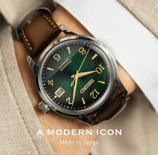 SEIKO Outomatiese Horlosie vir Mans - Presage Cocktail Time - Patroon met Goue Syfers en Datumkalender, 50m Waterbestand