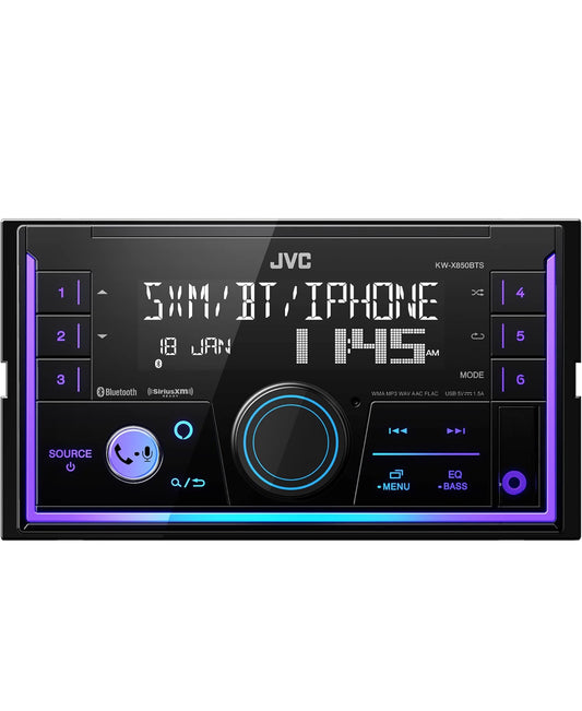 JVC KW-X850BTS Bluetooth-motorstereo digitale mediaontvanger met USB-poort, AM/FM-radio, MP3-speler, Amazon Alexa, Android, iPhone, dubbel-DIN, 13-band EQ