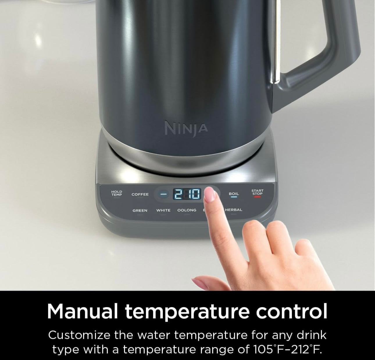 Ninja KT 200BL Precision Temperature Electric Kettle, 1500 watts, BPA Free, Stainless, 7-Cup Capacity