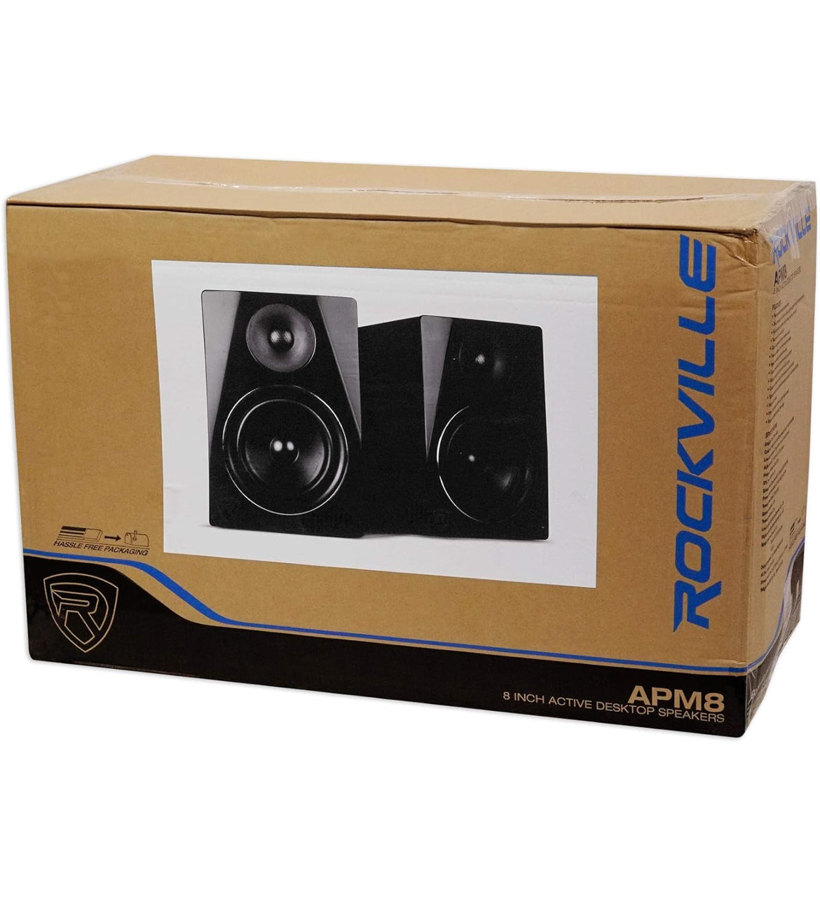 Rockville Pair APM8B 8" 2-Way 500 Watt Powered USB Studio Monitor Speakers+Pads