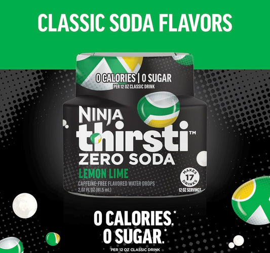 Ninja Thirsti Gegeurde Waterdruppels, ZERO KOELDRANK Suurlemoen-Lemmetjie, Klassieke Koeldrankgeure - Maak 17, 350ml drankies (3 Pak)