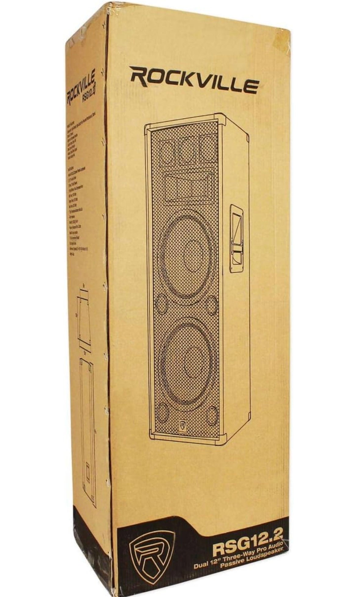 Rockville Dual 12” 2000 Watt 3-Way 8-Ohm Passive DJ/Pro Audio PA Speaker (RSG12.2)
