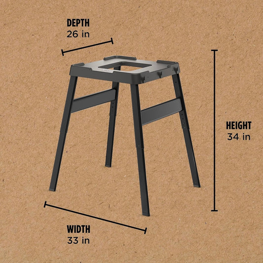 Ninja STAND Buite-Staan, Houtvuurprodukte, Verstelbare Hoogte, Eetgerei-Houer, Sytafel-Versoenbaar, Weerbestand, Swart, 26" x 34" x 34