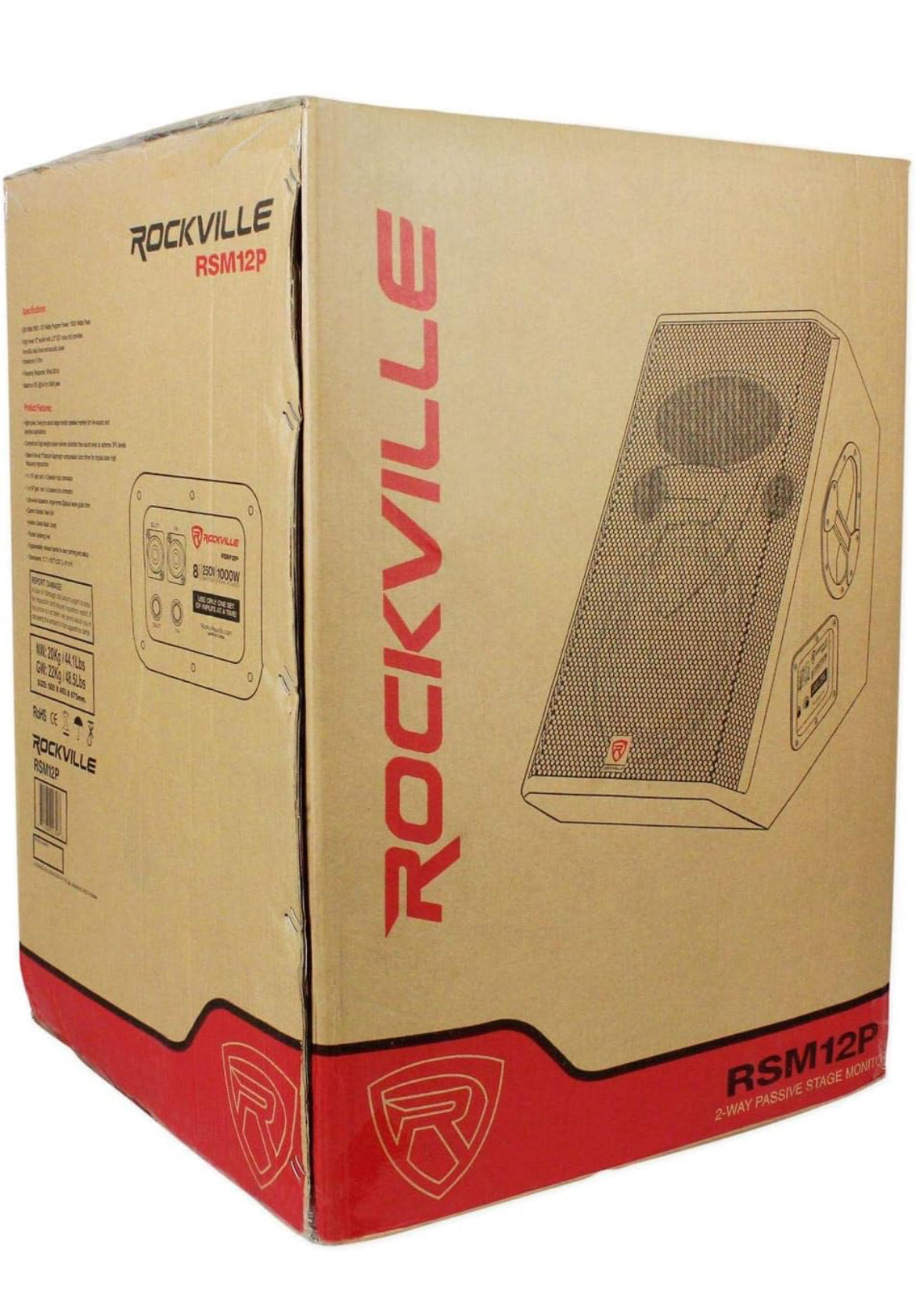 New Rockville RSM12P 12" 1000 Watt 2-Way Passive Stage Floor Monitor Speaker, black