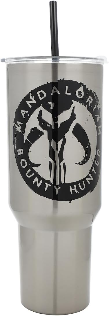 Insulated Stainless Steel Tumbler w/ Reusable Straw & Leak-Proof Lid Easy Carry Handle 40oz (Starwars)