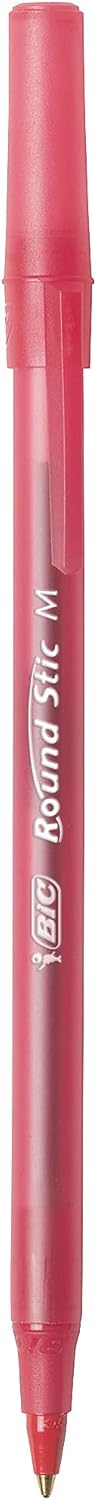 BIC Round Stic Xtra Life Red Ballpoint Pens, Medium Point (1.0mm), 12CT Bulk Pens - (Pack of 3)