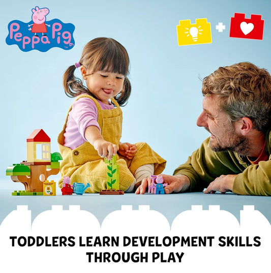 LEGO DUPLO Peppa Pig Garden and Tree House Toddler Toy, Building Block Learning Set with 2 Figures Included