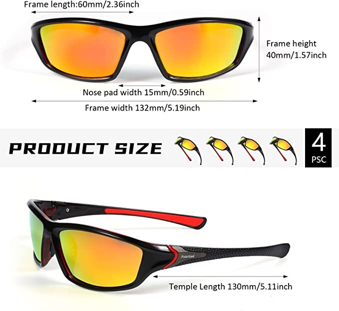 4 Pairs Unisex Polarized Sunglasses UV Protection Sports Driving Glasses Sports