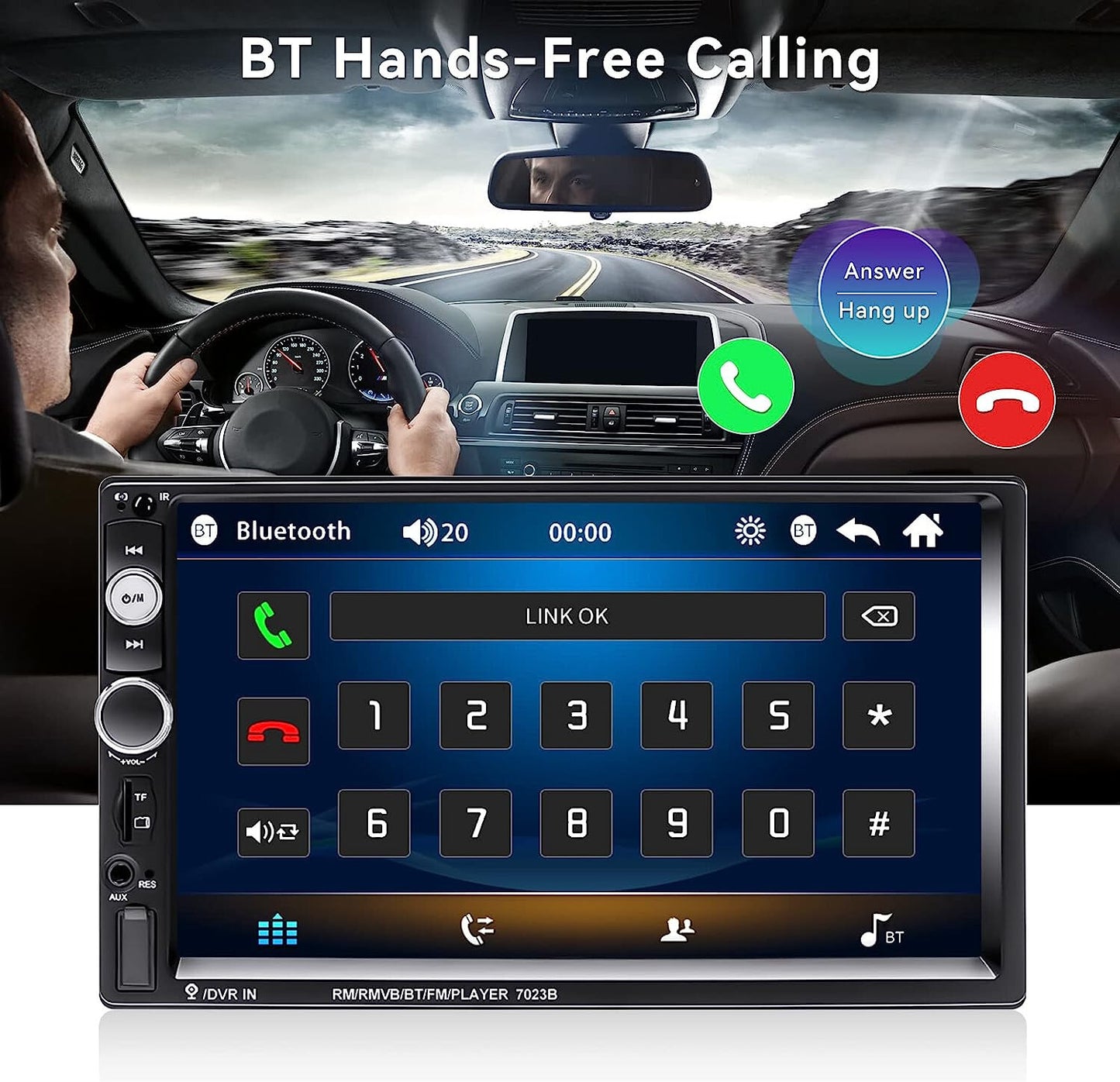 7" Double Din Car Stereo Audio Bluetooth MP5 Player USB FM Multimedia Radio+4LED