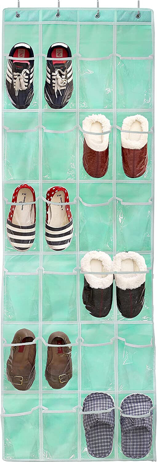 24 Pockets - SimpleHouseware Crystal Clear Over The Door Hanging Shoe Organizer