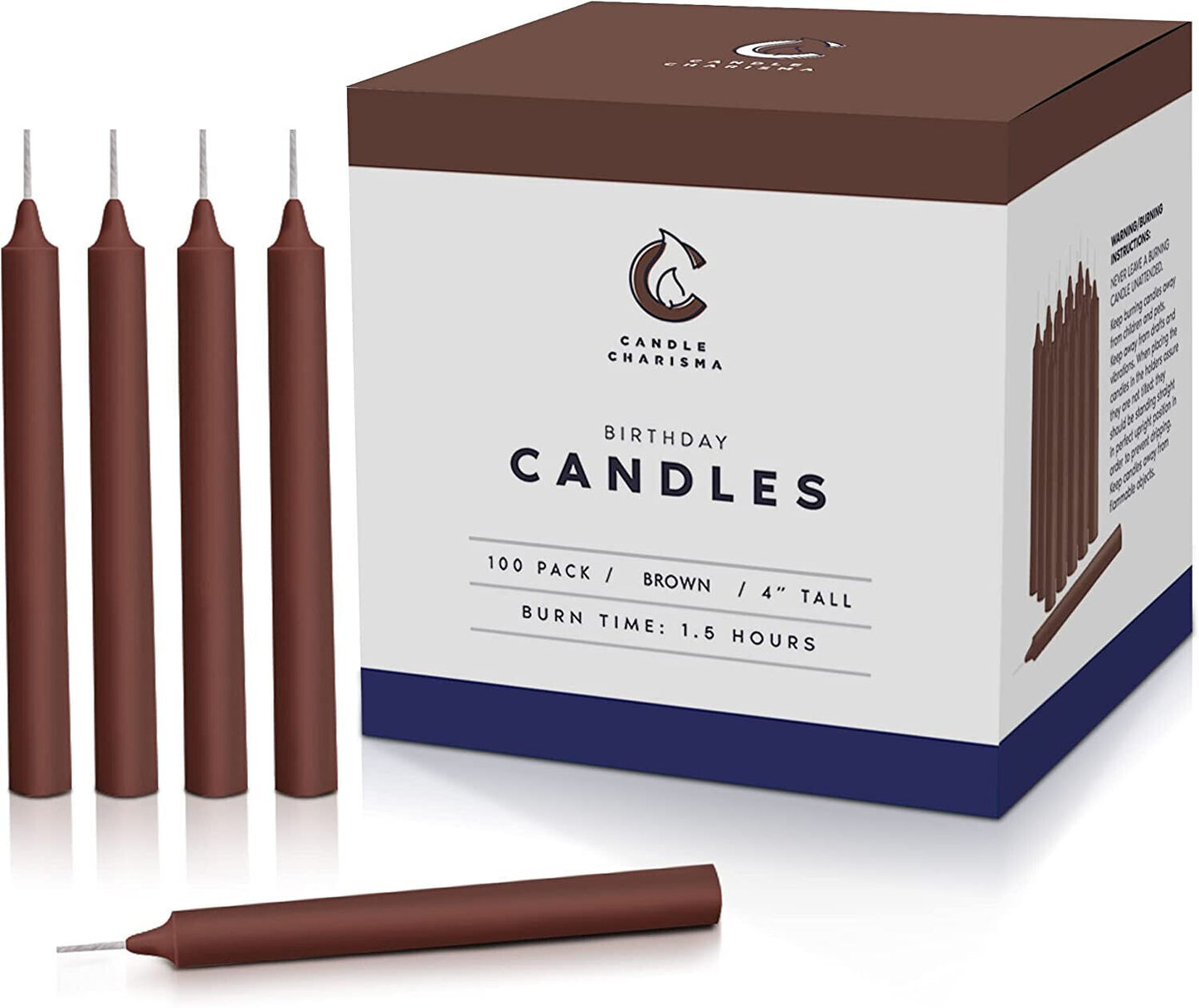 100 PCS Bulk BROWN Candles 4" X 1/2 inch Diameter 1.5 Hour Burn Time UNSCENTED
