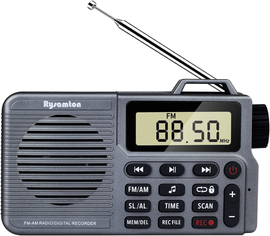 Portable AM/FM Radio, Small Pocket Radio with Bluetooth, Bass Speaker, Micro SD