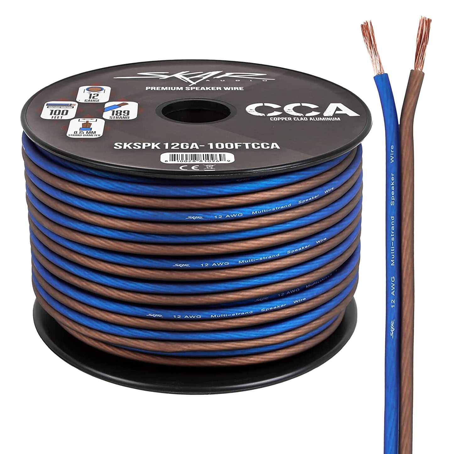 NEW Skar Audio 12 Gauge AWG Audio Speaker Wire - 100 Feet (Blue/Brown)