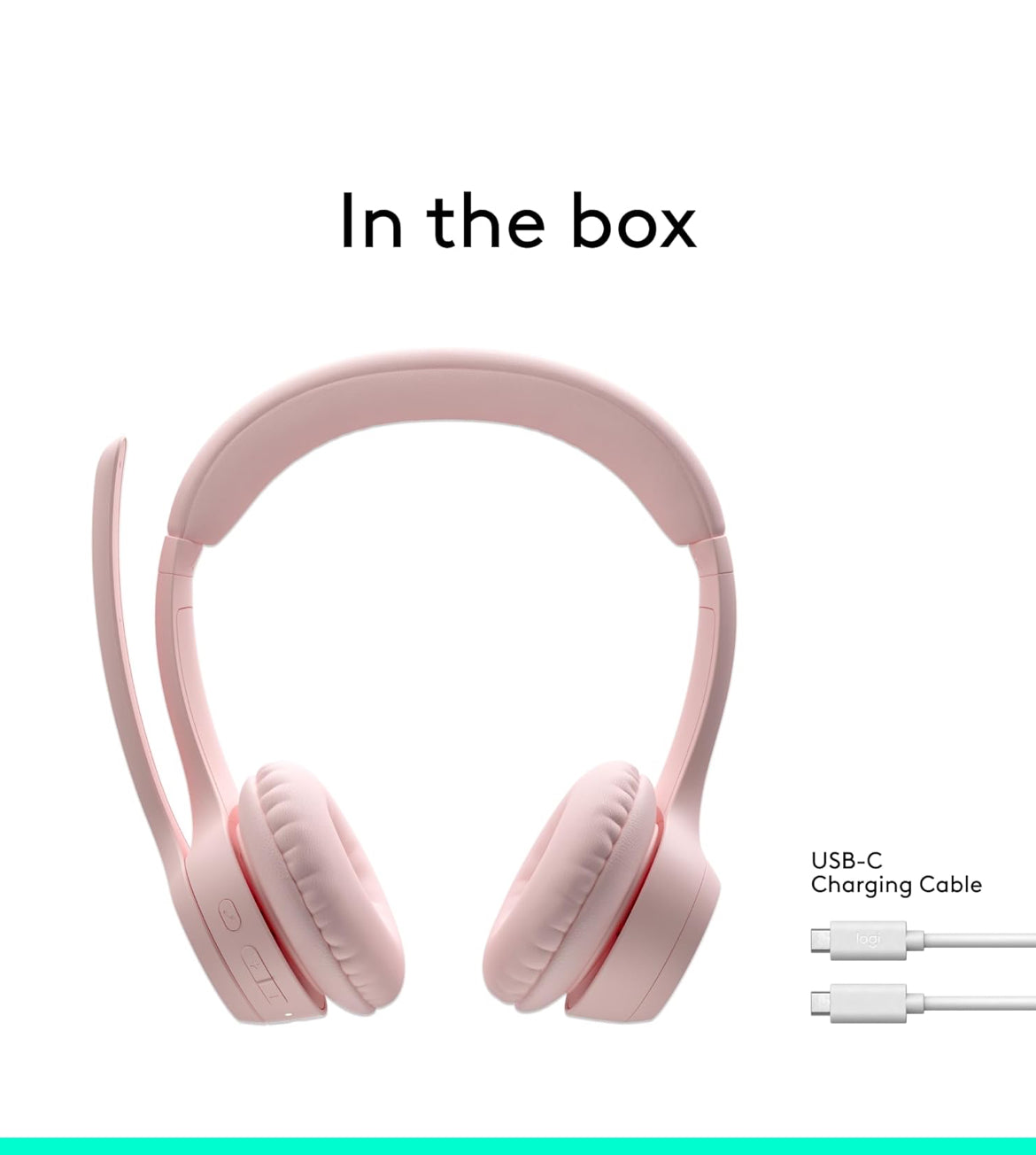Logitech Zone 300 draadlose Bluetooth-koptelefoon met geraasdempende mikrofoon, versoenbaar met Windows, Mac, Chrome, Linux, iOS, iPadOS, Android – Rose