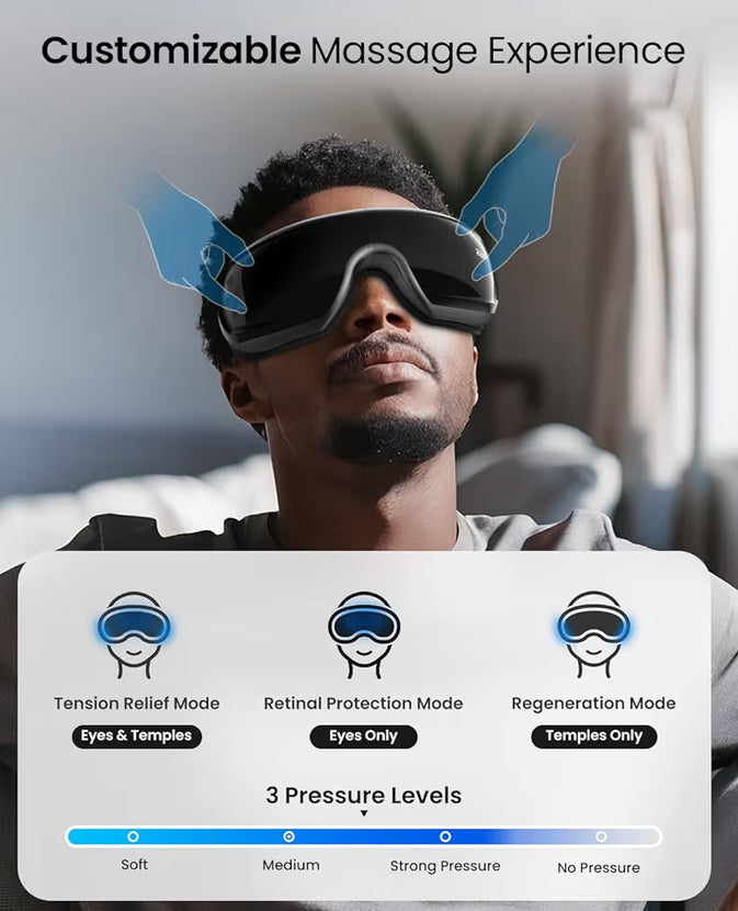 New Eyeris 3 Eye Massager with Heat and Cooling, Voice Control Eye Mask w/ DIY Massage - Black