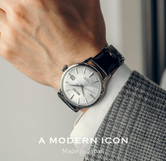 SEIKO Outomatiese Horlosie vir Mans - Presage Cocktail Time - Patroon met Goue Syfers en Datumkalender, 50m Waterbestand