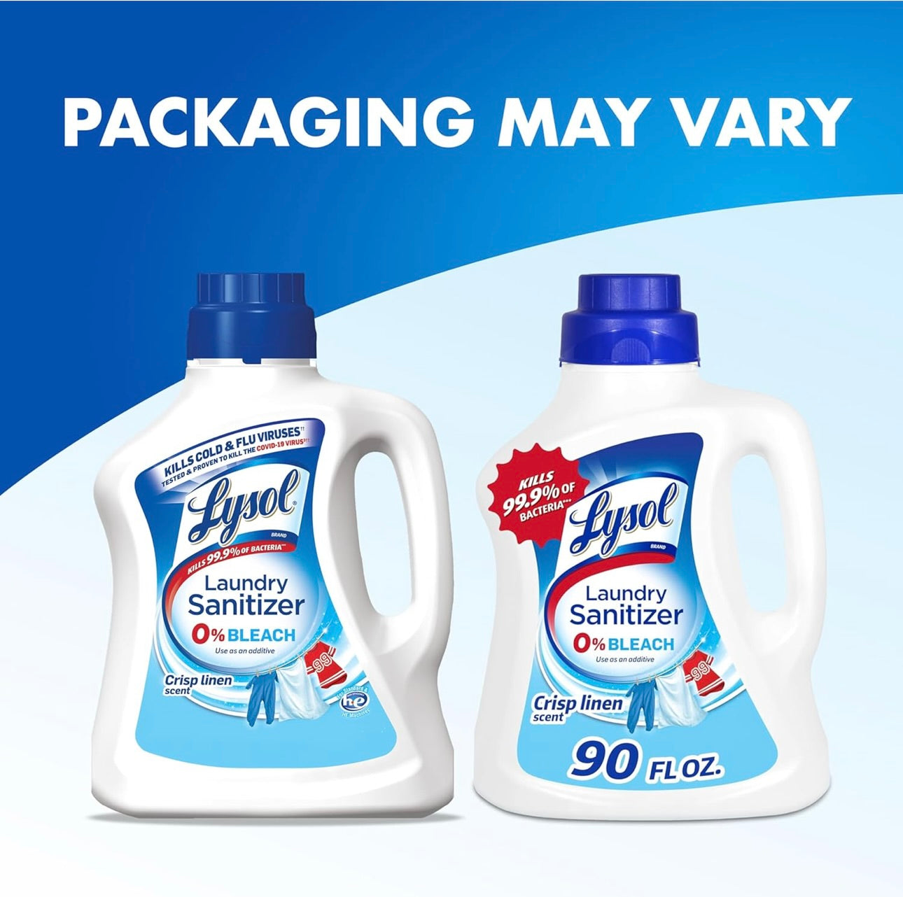 Lysol Ontsmettende Wasgoedontsmetter & Geurversterker, Wasgoedwasmiddelbymiddel, Kleurveilige Bleikmiddelalternatief, Wasgoedreukverwyderaar, Dood Bakterieë & Virusse, Crisp Linen Geur, 90 Fl Oz