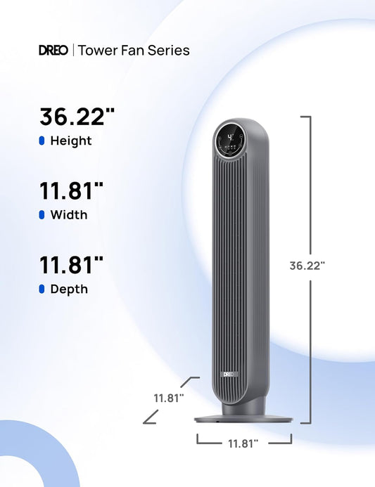 Toringwaaier 25vt/s Snelheid Stil Vloerwaaier, 90° Ossillerend m/ 4 Snelhede, 4 Modes, 8H Tydhouer - Grys