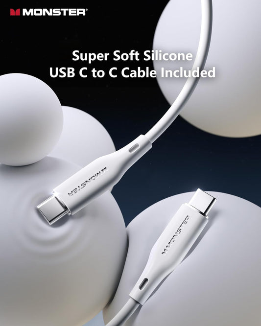 Monster USB C-laaier, 25W Supervinnige laaier met USB C-kabel, Muurlaaier met Opvoubare Prop vir iPhone 15/15 Plus/15 Pro/15 Pro Max, Samsung Galaxy, iPad Pro, Pixel
