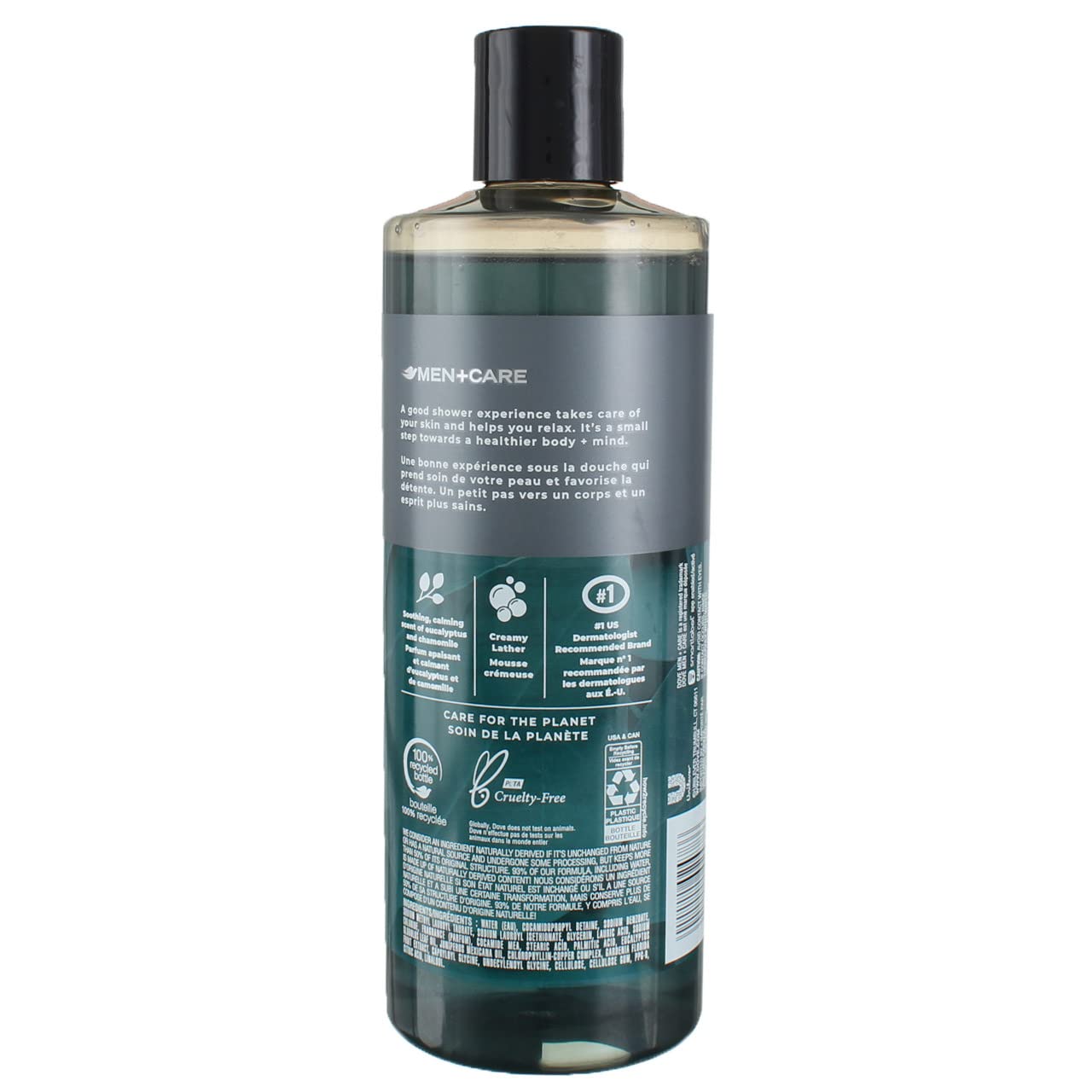 DOVE MEN + CARE Body Wash Eucalyptus + Cedar Oil to Rebuild Skin in the Shower w/ Plant-Based - 18 oz (Pack of 2)