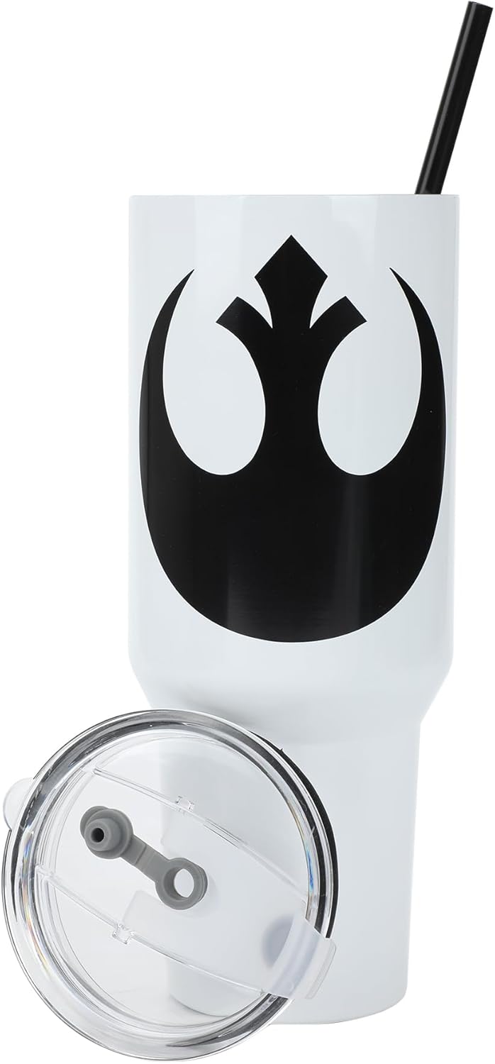 Star Wars Rebel Alliance Insulated Stainless Steel Tumbler w/ Reusable Straw & Leak-Proof Lid Easy Carry Handle 40oz